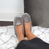 imageDearfoams Womens Cozy Memory Foam Indoor Rebecca Closed Back House Ballet Slipper with Wide WidthsSleet Crushed Velvet