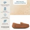 imageDearfoams Womens Moccasin Slipper  Fireside Mel Indoor House Shoe with Genuine Shearling and Cozy Memeory FoamDriftwood