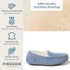 imageDearfoams Womens Moccasin Slipper  Fireside Mel Indoor House Shoe with Genuine Shearling and Cozy Memeory FoamFlintstone
