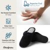 imageDearfoams Womens Slip On Memory Foam Comfort Samatha Scuff House Slipper with Wide WidthsBlack