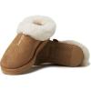 imageDearfoams Fireside Adelaide Genuine Shearling Soft Comfy Memory Foam Plush Indoor House Shoe Clog SlipperChestnut