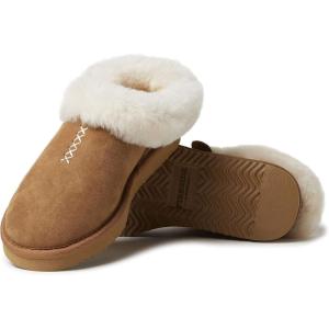 imageDearfoams Fireside Adelaide Genuine Shearling Soft Comfy Memory Foam Plush Indoor House Shoe Clog SlipperChestnut