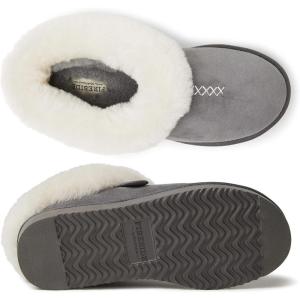 imageDearfoams Fireside Adelaide Genuine Shearling Soft Comfy Memory Foam Plush Indoor House Shoe Clog SlipperGrey