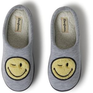 imageDearfoams Unisex Adult Smile Icon Retro Preppy SlipperWomens Grey