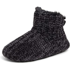 imageDearfoams Womens Chenille Bootie SlipperBlack