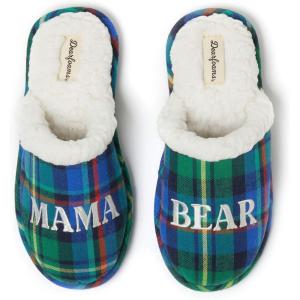 imageDearfoams Womens Christmas Gifts for Mom Cute Matching Family Pajama Mama Bear SlipperGreen Plaid