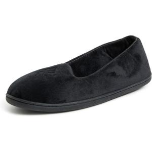 imageDearfoams Womens Cozy Memory Foam Indoor Rebecca Closed Back House Ballet Slipper with Wide WidthsBlack Velour