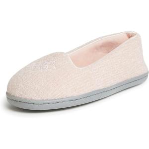 imageDearfoams Womens Cozy Memory Foam Indoor Rebecca Closed Back House Ballet Slipper with Wide WidthsDusty Pink Chenille