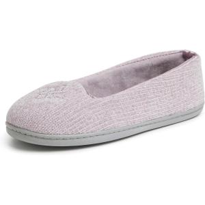 imageDearfoams Womens Cozy Memory Foam Indoor Rebecca Closed Back House Ballet Slipper with Wide WidthsLight Purple Chenille