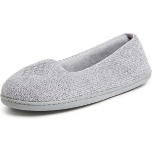 imageDearfoams Womens Cozy Memory Foam Indoor Rebecca Closed Back House Ballet Slipper with Wide WidthsSleet