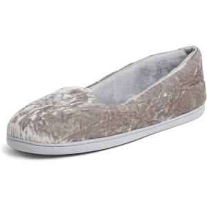 imageDearfoams Womens Cozy Memory Foam Indoor Rebecca Closed Back House Ballet Slipper with Wide WidthsSleet Crushed Velvet