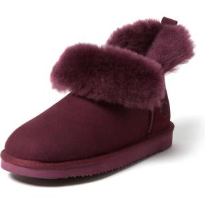 imageDearfoams Womens Fireside Genuine Shearling Water Resistant IndoorOutdoor Foldover BootFig