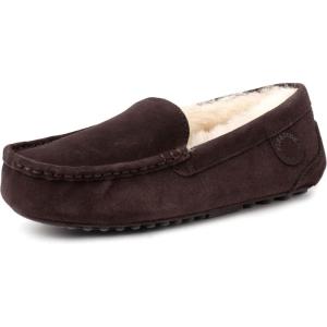 imageDearfoams Womens Moccasin Slipper  Fireside Mel Indoor House Shoe with Genuine Shearling and Cozy Memeory FoamCoffee