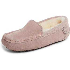 imageDearfoams Womens Moccasin Slipper  Fireside Mel Indoor House Shoe with Genuine Shearling and Cozy Memeory FoamDusty Pink