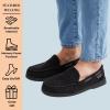 imageDearfoams Mens Breathable Memory Foam Indoor Outdoor Keaton Moccasin Slipper with Wide WidthsBlack Microsuede