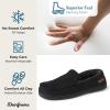 imageDearfoams Mens Breathable Memory Foam Indoor Outdoor Keaton Moccasin Slipper with Wide WidthsBlack Twill
