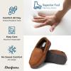 imageDearfoams Mens Breathable Memory Foam Indoor Outdoor Keaton Moccasin Slipper with Wide WidthsChestnut Microsuede