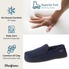 imageDearfoams Mens Breathable Memory Foam Indoor Outdoor Keaton Moccasin Slipper with Wide WidthsNavy Twill