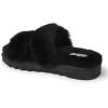 imageDearfoams Womens Fireside Benalla All Over Shearling Double Band Easy OnOff Slide SlipperBlack