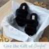 imageDearfoams Womens Fireside Benalla All Over Shearling Double Band Easy OnOff Slide SlipperBlack