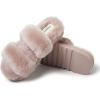 imageDearfoams Womens Fireside Benalla All Over Shearling Double Band Easy OnOff Slide SlipperDusty Pink