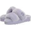 imageDearfoams Womens Fireside Benalla All Over Shearling Double Band Easy OnOff Slide SlipperEventide