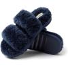 imageDearfoams Womens Fireside Benalla All Over Shearling Double Band Easy OnOff Slide SlipperNavy