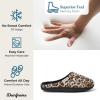 imageDearfoams Womens Lacey Machine Washable Memory Foam Comfort Easy onOff Clog SlipperLeopard Velour