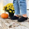 imageDearfoams Womens Suede Indoor Outdoor Doreen ClogBlack