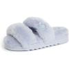 imageDearfoams Womens Fireside Benalla All Over Shearling Double Band Easy OnOff Slide SlipperEventide