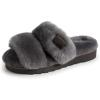 imageDearfoams Womens Fireside Benalla All Over Shearling Double Band Easy OnOff Slide SlipperGrey