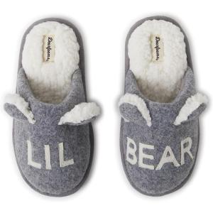 imageDearfoams Kids and Toddlers Lil Bear Baby Bear Christmas Holiday Matching Pajama Family Bear SlipperLight Grey Lil Bear