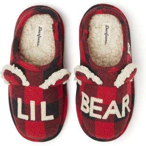 imageDearfoams Kids and Toddlers Lil Bear Baby Bear Christmas Holiday Matching Pajama Family Bear SlipperLil Bear Buffalo Plaid
