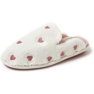 imageDearfoams Pink Fuzzy Heart Valentines Slippers for WomenPink Hearts
