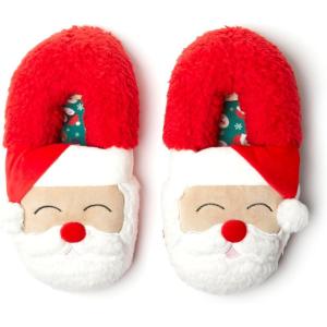 imageDearfoams UnisexAdult Matching Family Holiday Christmas Reindeer ampamp Turkey Scuff SlipperAdult Santa