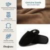 imageDearfoams Mens Genuine Suede Indoor Outdoor Comfort Memory Foam Bradford Scuff House SlipperBlack