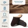 imageDearfoams Mens Genuine Suede Indoor Outdoor Comfort Memory Foam Bradford Scuff House SlipperCoffee