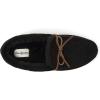 imageDearfoams Mens Hudson Genuine Suede Memory Foam Moccasin Slipper with TieBlack