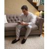 imageDearfoams Mens Hudson Genuine Suede Memory Foam Moccasin Slipper with TieChestnut