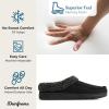 imageDearfoams Mens IndoorOutdoor Breathable Memory Foam Brendan Clog House Shoe Slipper with Wide WidthsBlack Twill