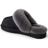 imageDearfoams Womens Fireside Sydney Shearling Fur IndoorOutdoor Scuff Slipper with Wide WidthsBlackGrey Fur