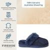 imageDearfoams Womens Fireside Sydney Shearling Fur IndoorOutdoor Scuff Slipper with Wide WidthsNavy