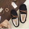imageDearfoams Womens Fireside Water Resistant Genuine Shearling Victoria Moc with TieBlack