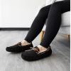 imageDearfoams Womens Fireside Water Resistant Genuine Shearling Victoria Moc with TieBlack