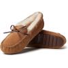 imageDearfoams Womens Fireside Water Resistant Genuine Shearling Victoria Moc with TieChestnut