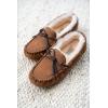 imageDearfoams Womens Fireside Water Resistant Genuine Shearling Victoria Moc with TieChestnut