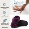 imageDearfoams Womens Fuzzy Memory Foam Cable Knit Claire Clog House Slipper with Wide WidthsAubergine