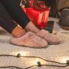 imageDearfoams Womens Fuzzy Memory Foam Cable Knit Claire Clog House Slipper with Wide WidthsMuslin