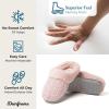 imageDearfoams Womens Fuzzy Memory Foam Cable Knit Claire Clog House Slipper with Wide WidthsPale Mauve