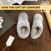 imageDearfoams Womens Fuzzy Memory Foam Cable Knit Claire Clog House Slipper with Wide WidthsSleet